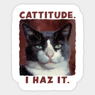Smug Cat with CATTITUDE Sticker